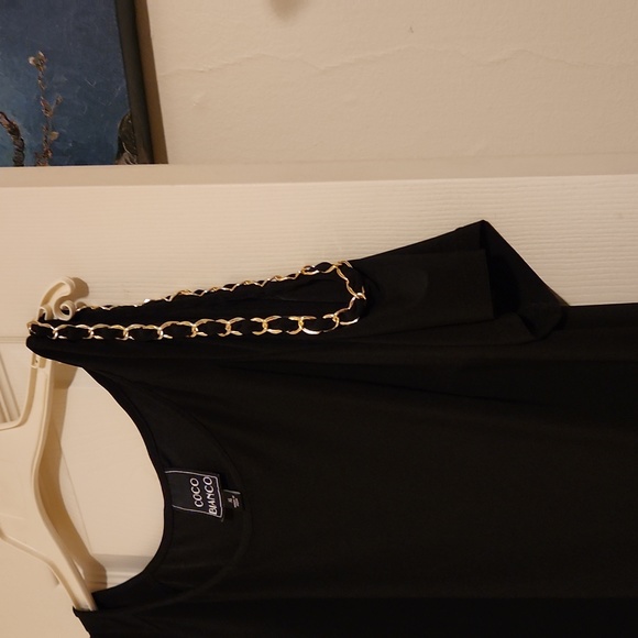 Coco Bianco size XL black cutout shoulders blouse - Picture 2 of 2